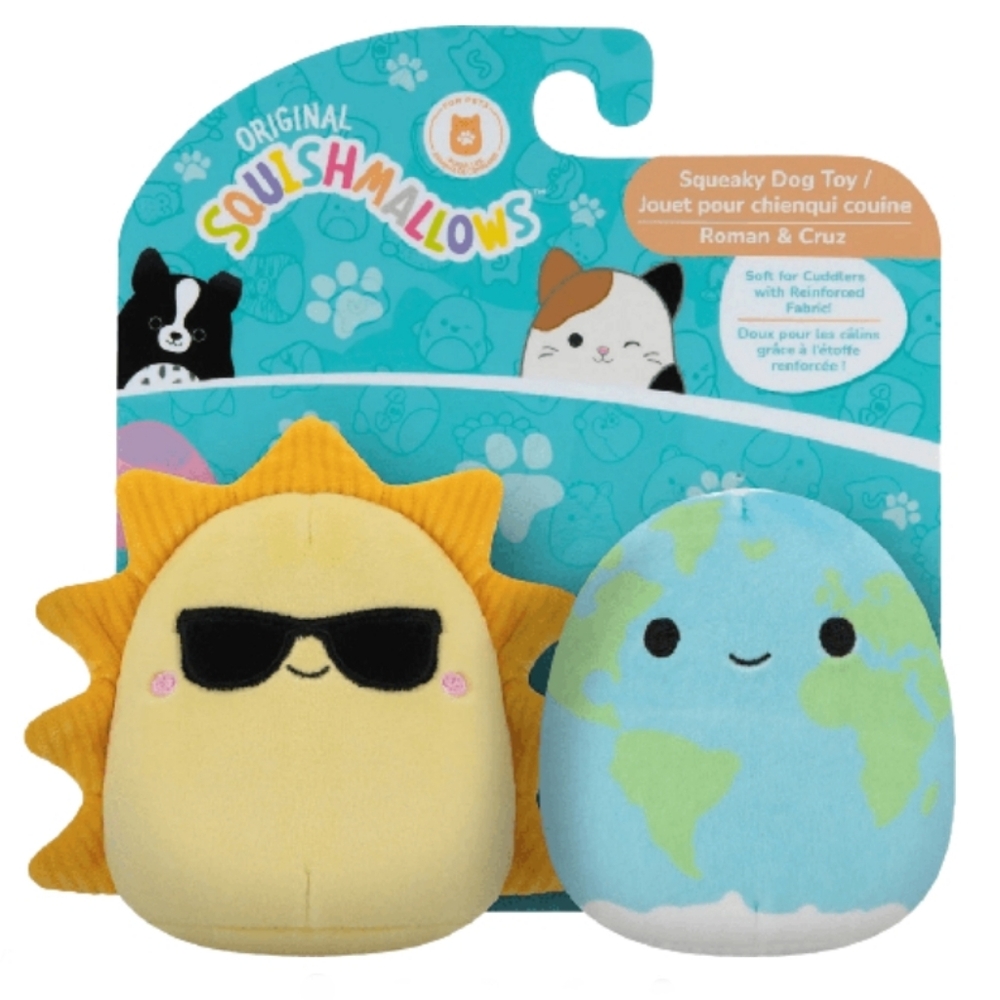 3.5" Roman & Cruz Squeaky Dog Toy Squishmallows
